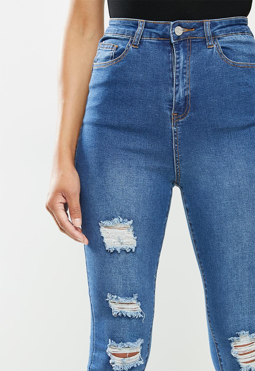 Missguided - Assets distress sinner skinny jean - blue