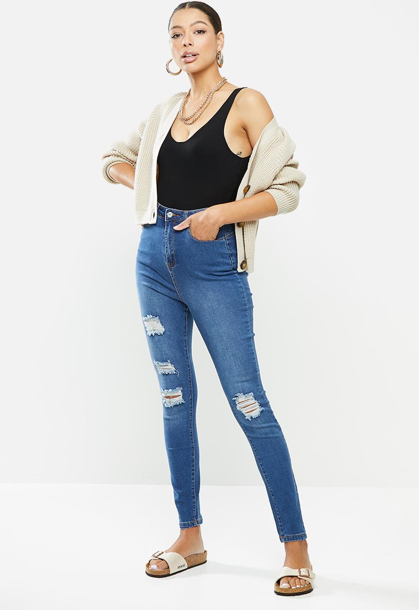Missguided - Assets distress sinner skinny jean - blue
