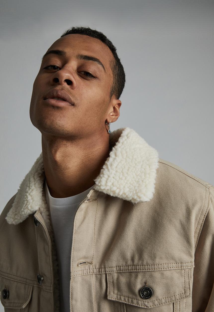 Cotton On - Borg denim jacket - stone