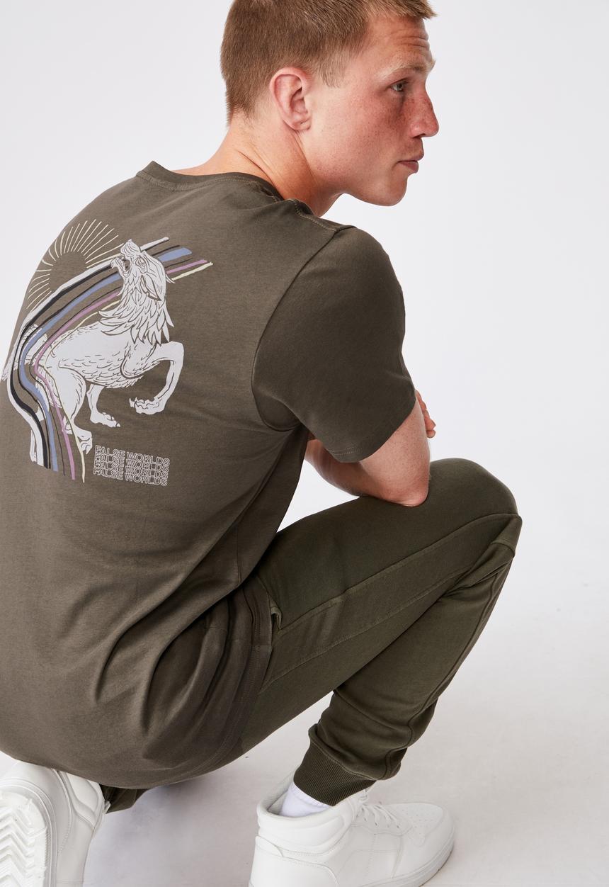 Cotton On - Tbar art T-shirt - olive