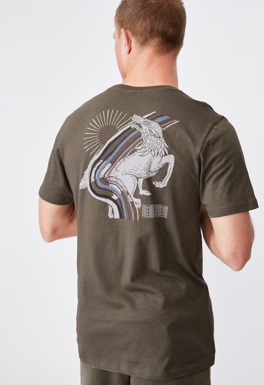 Cotton On - Tbar art T-shirt - olive