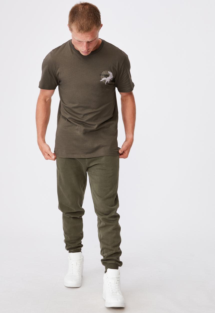 Cotton On - Tbar art T-shirt - olive