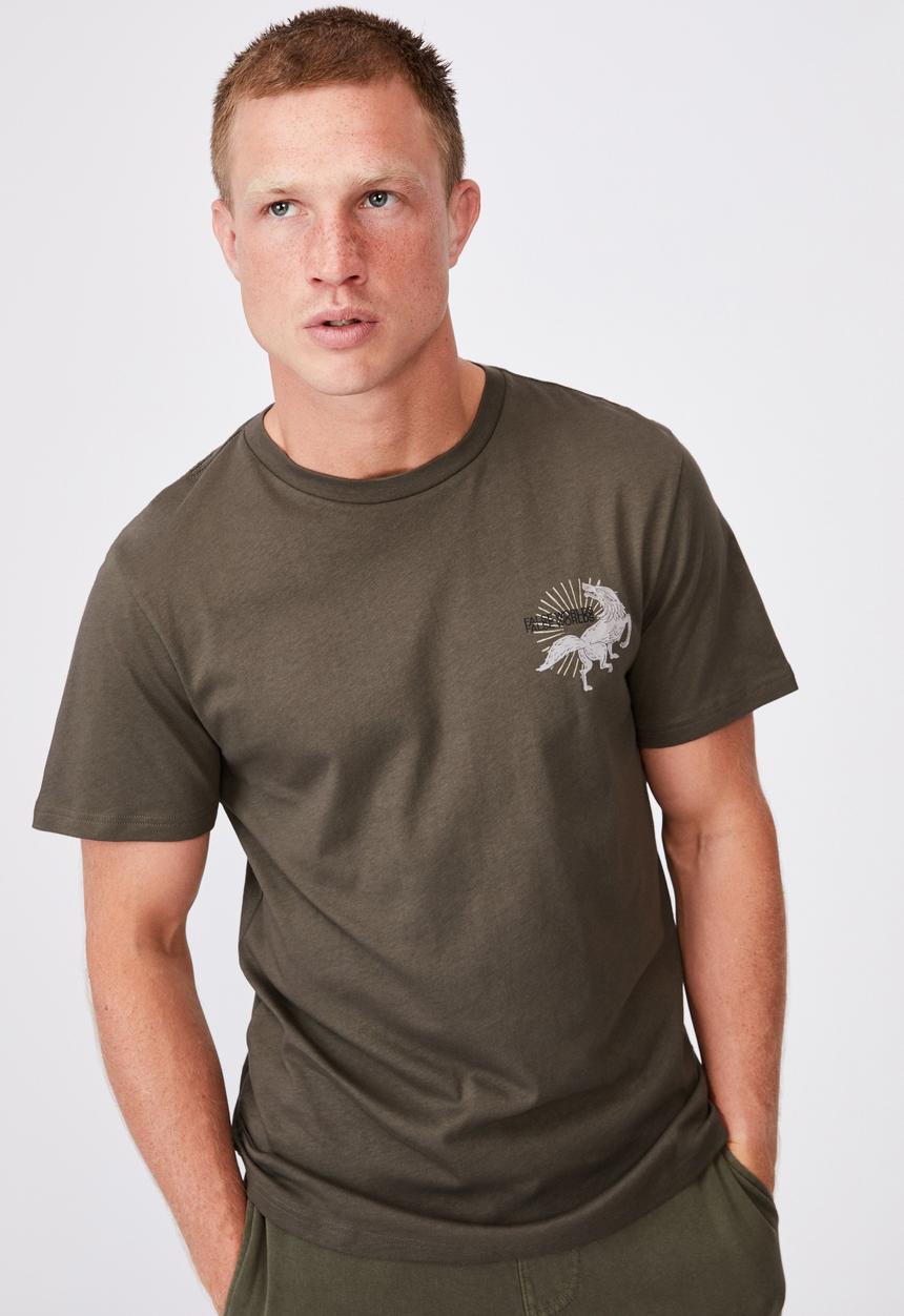 Cotton On - Tbar art T-shirt - olive