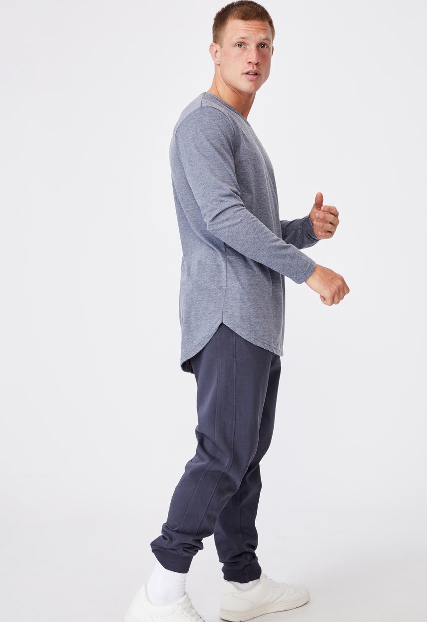 Cotton On - Longline scoop long sleeve T-shirt - dusty blue 
