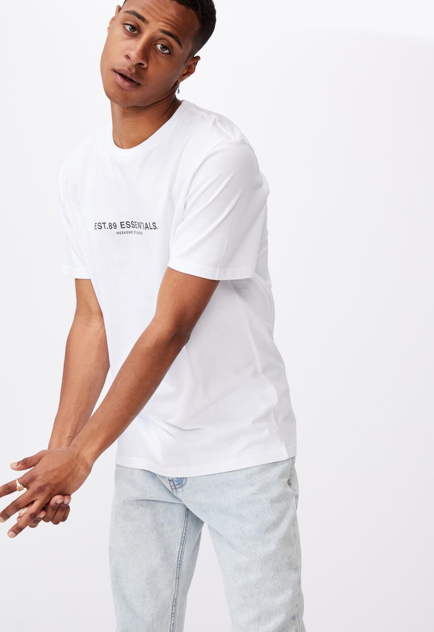 Cotton On - Tbar text T-shirt  - white