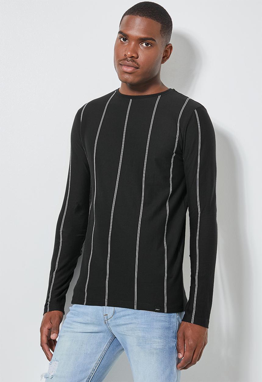 Superbalist - Nate long sleeve vertical stripe tee - black & white