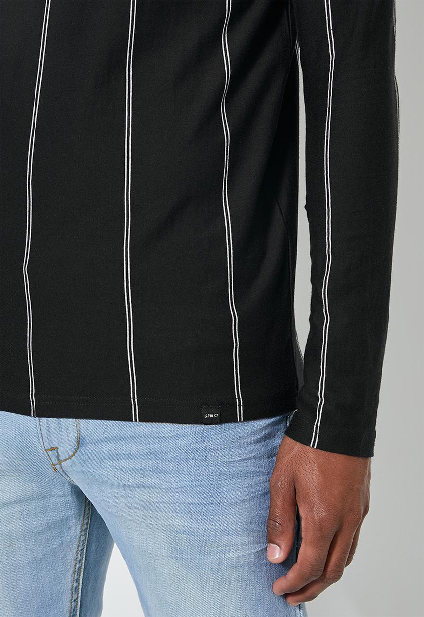Superbalist - Nate long sleeve vertical stripe tee - black & white
