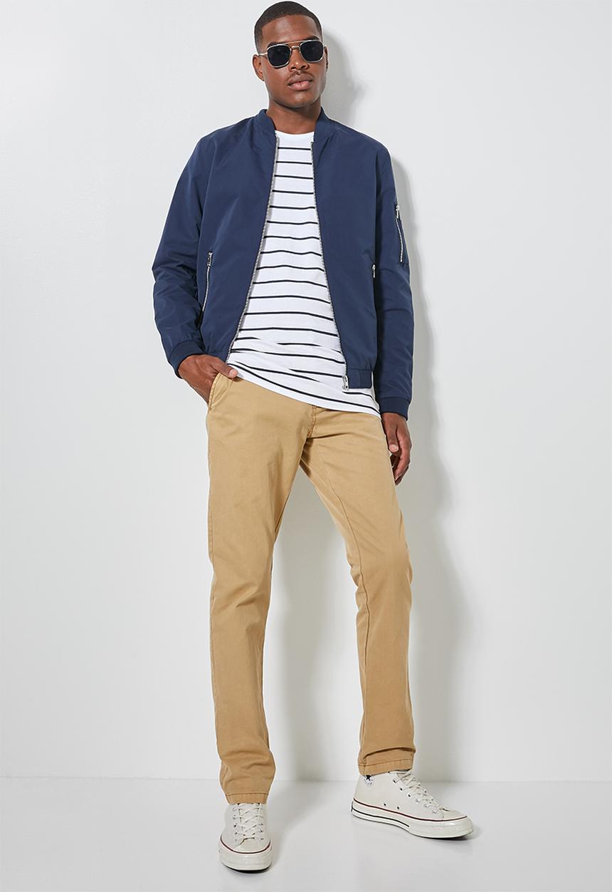 Superbalist - Stripe crew neck tee - white & navy 