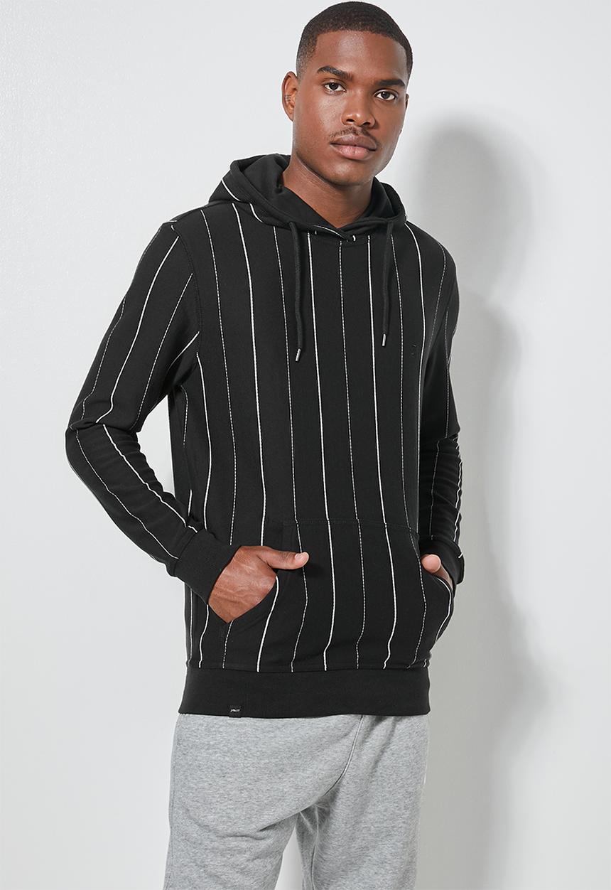 Superbalist - Maddox stripe pullover hoodie - black & white 