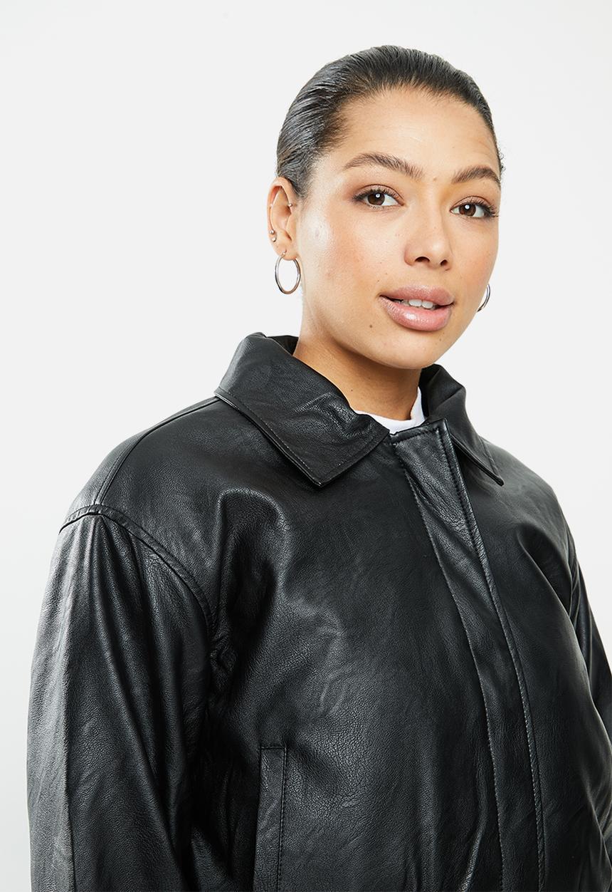Cotton On - Vegan leather quilted bomber - black