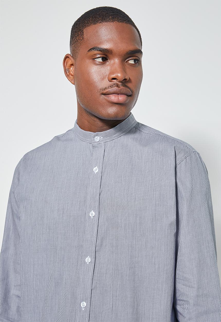 Superbalist - Lee regular fit mandarin stripe shirt - navy & white