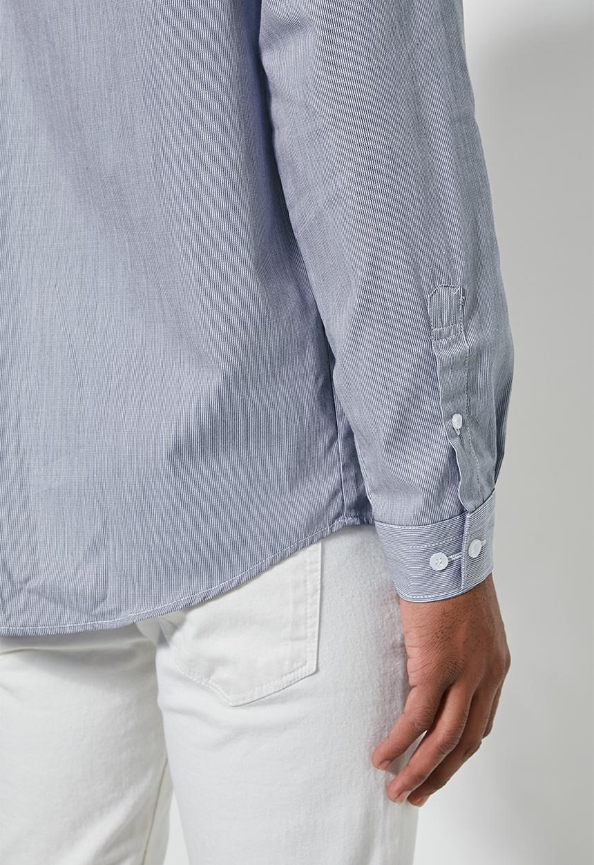 Superbalist - Lee regular fit mandarin stripe shirt - navy & white