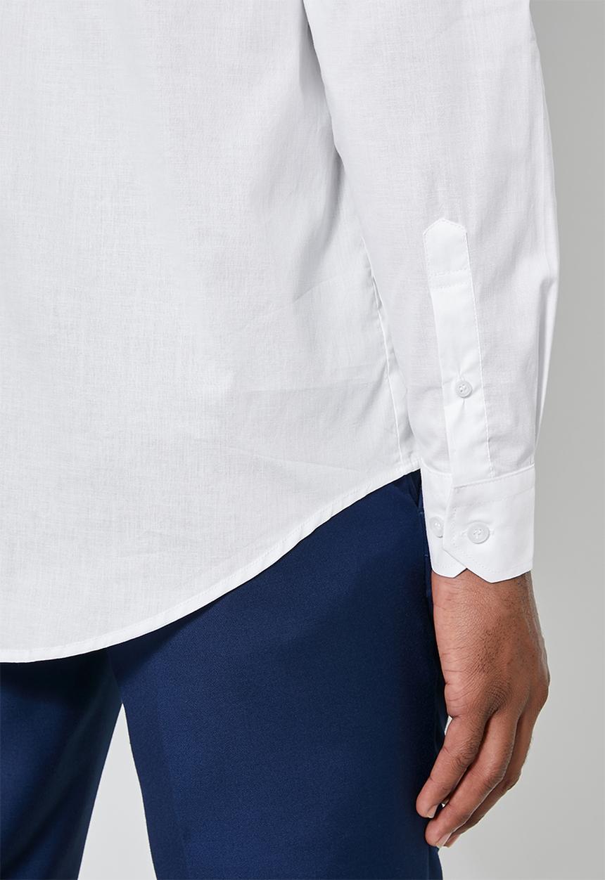 Superbalist - Wu slim strech mandarin shirt - white 