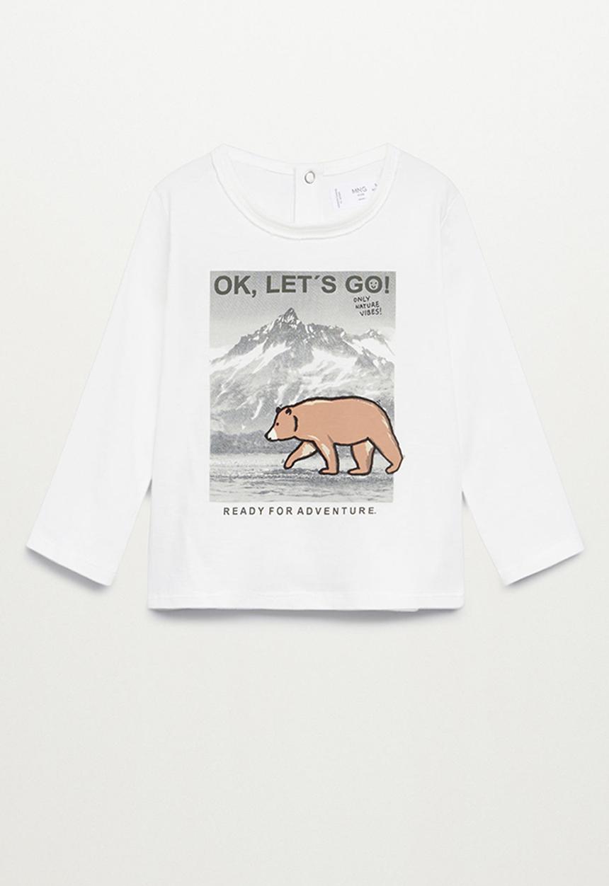 MANGO - Bear long sleeve tee - natural