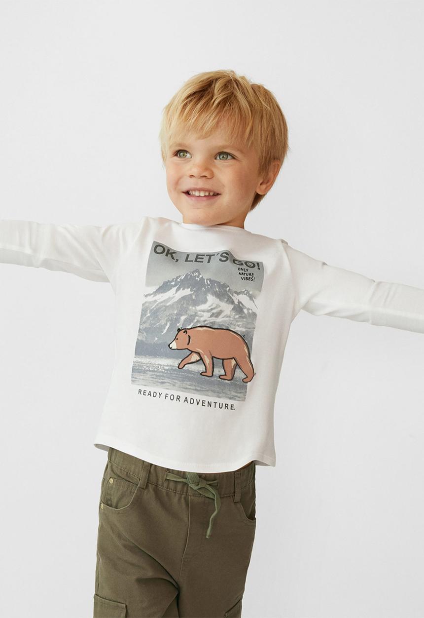 MANGO - Bear long sleeve tee - natural