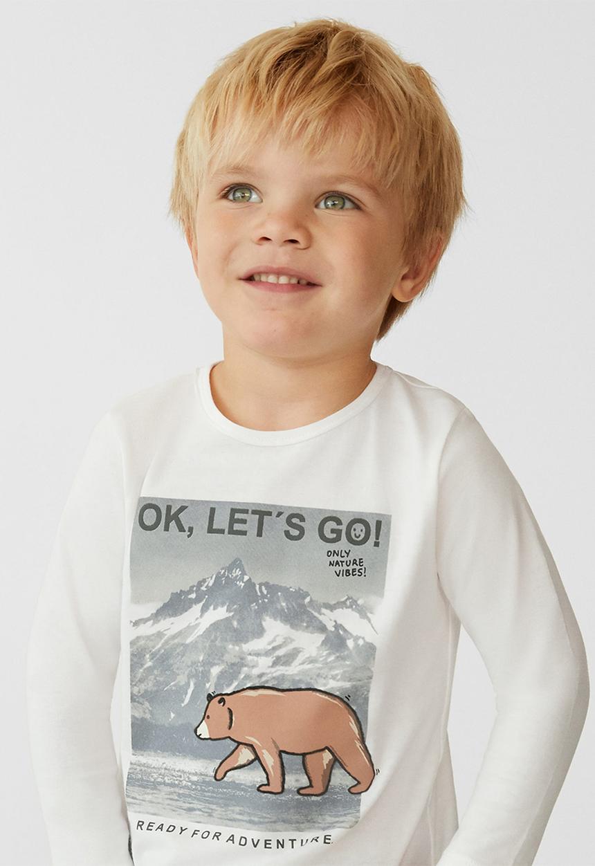MANGO - Bear long sleeve tee - natural
