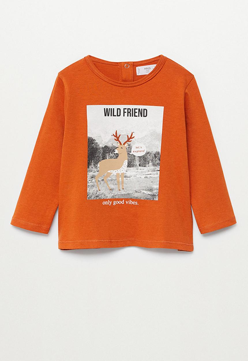 MANGO - Bear long sleeve tee - orange