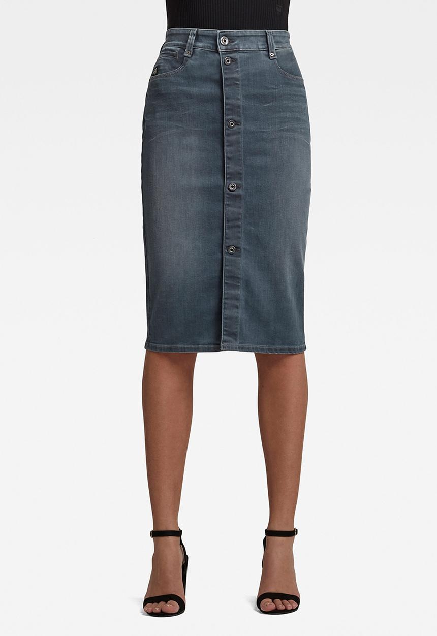 G-STAR - Noxer navy pencil button skirt - blue