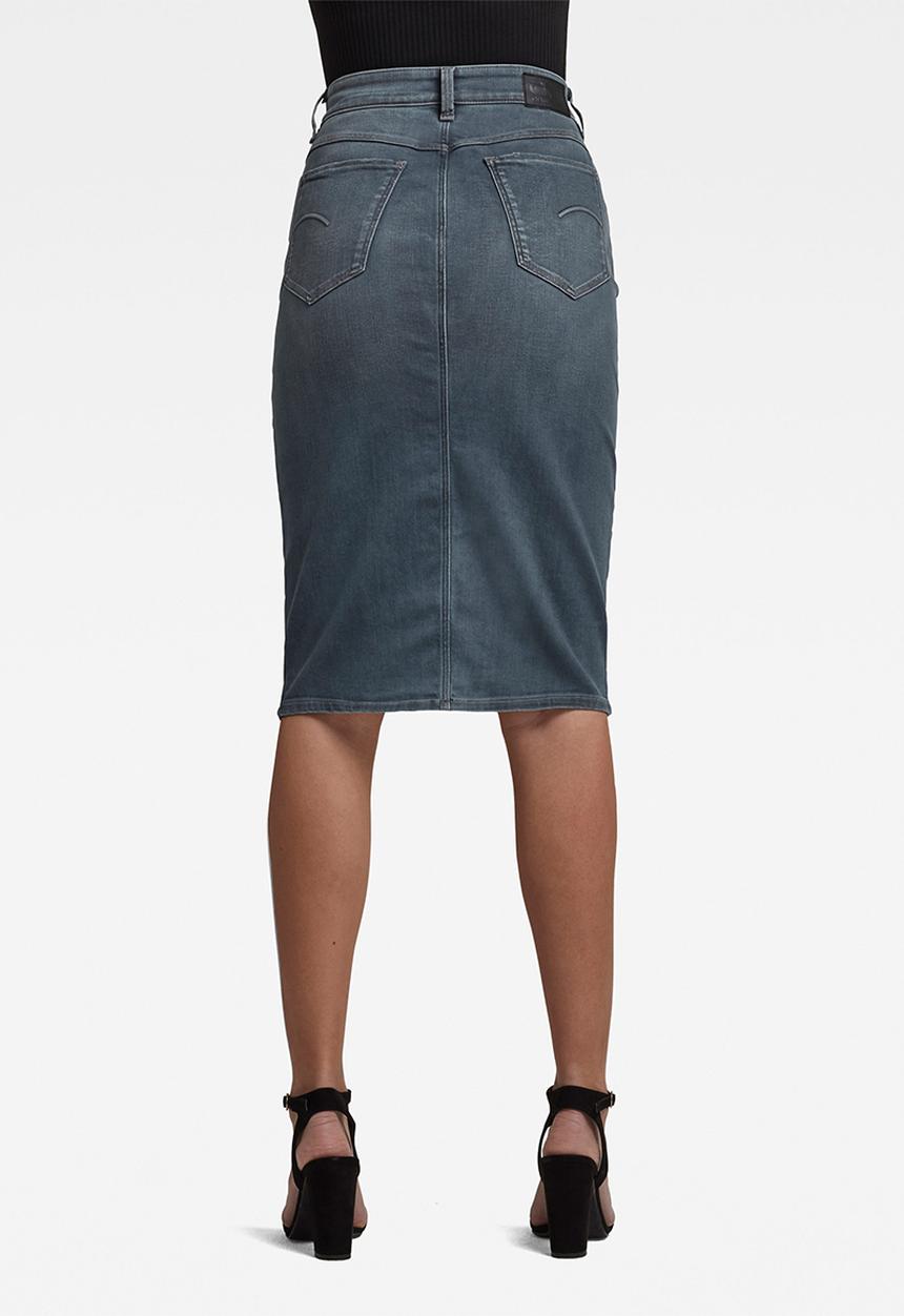G-STAR - Noxer navy pencil button skirt - blue