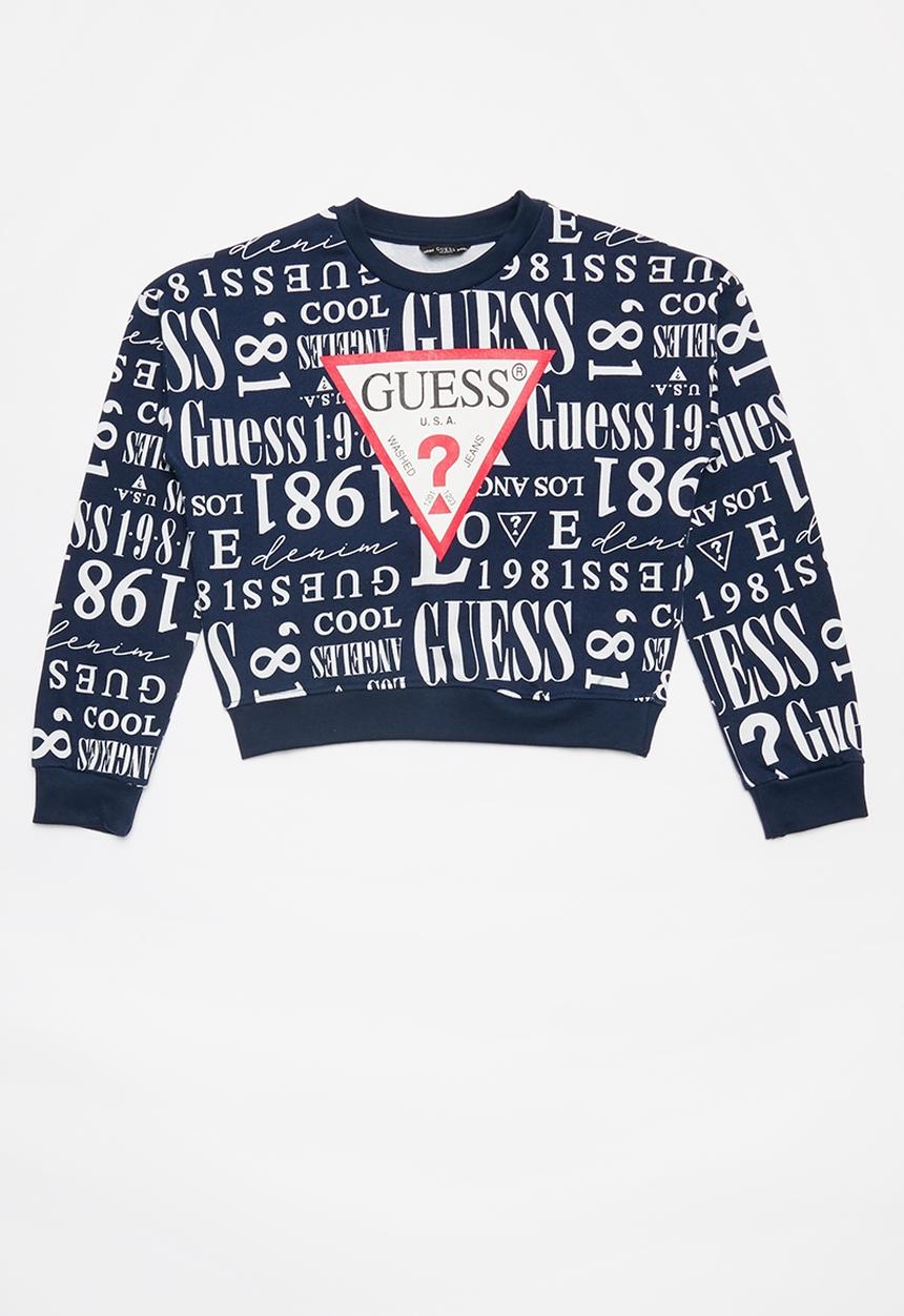 GUESS - Girls all over print active top - navy