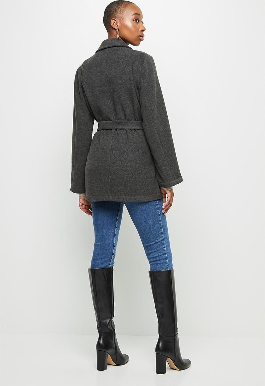 edit - Unlined belted coat - charcoal