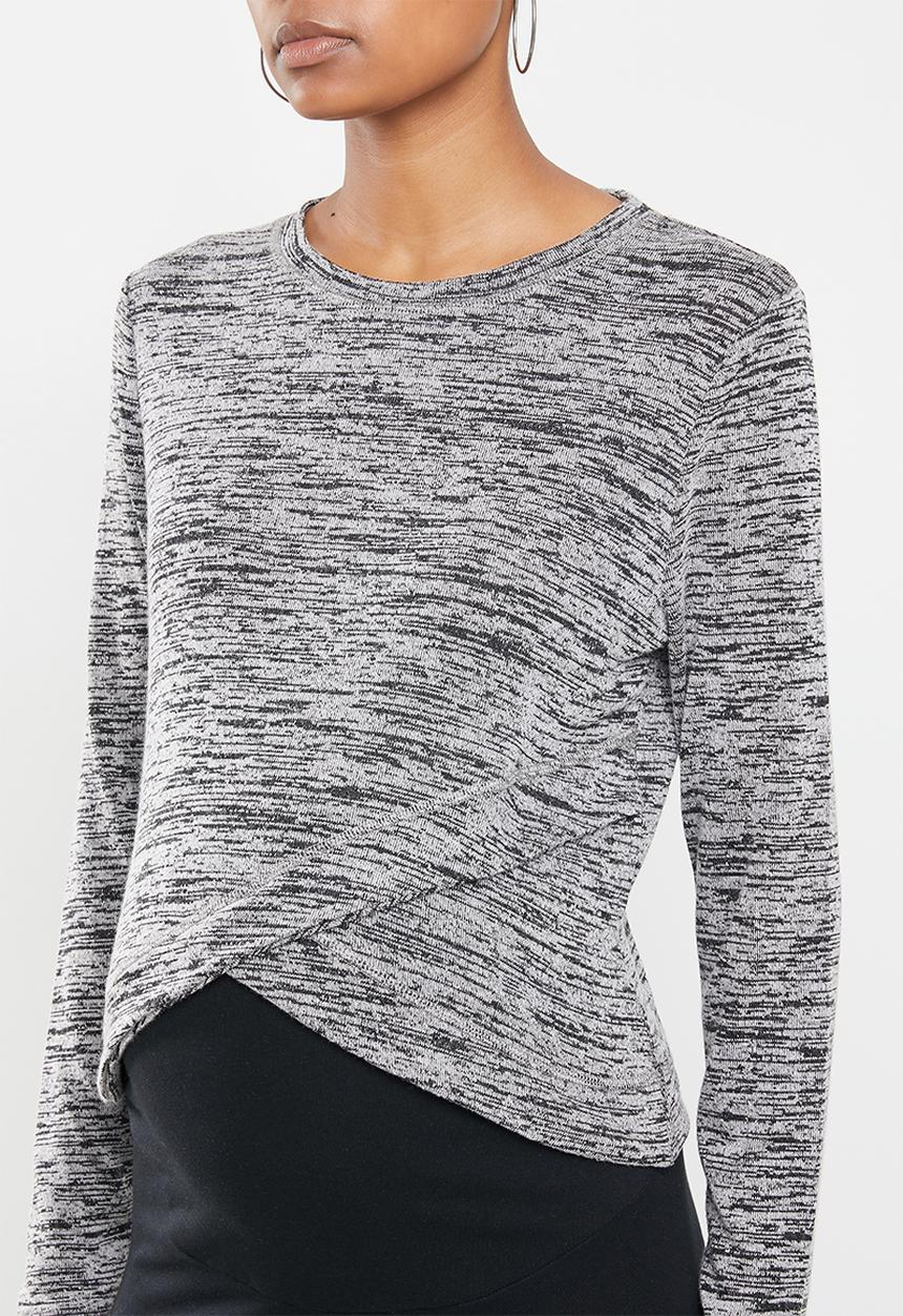 Cotton On - Maternity cross over front long sleeve top_2 pack - black & grey 