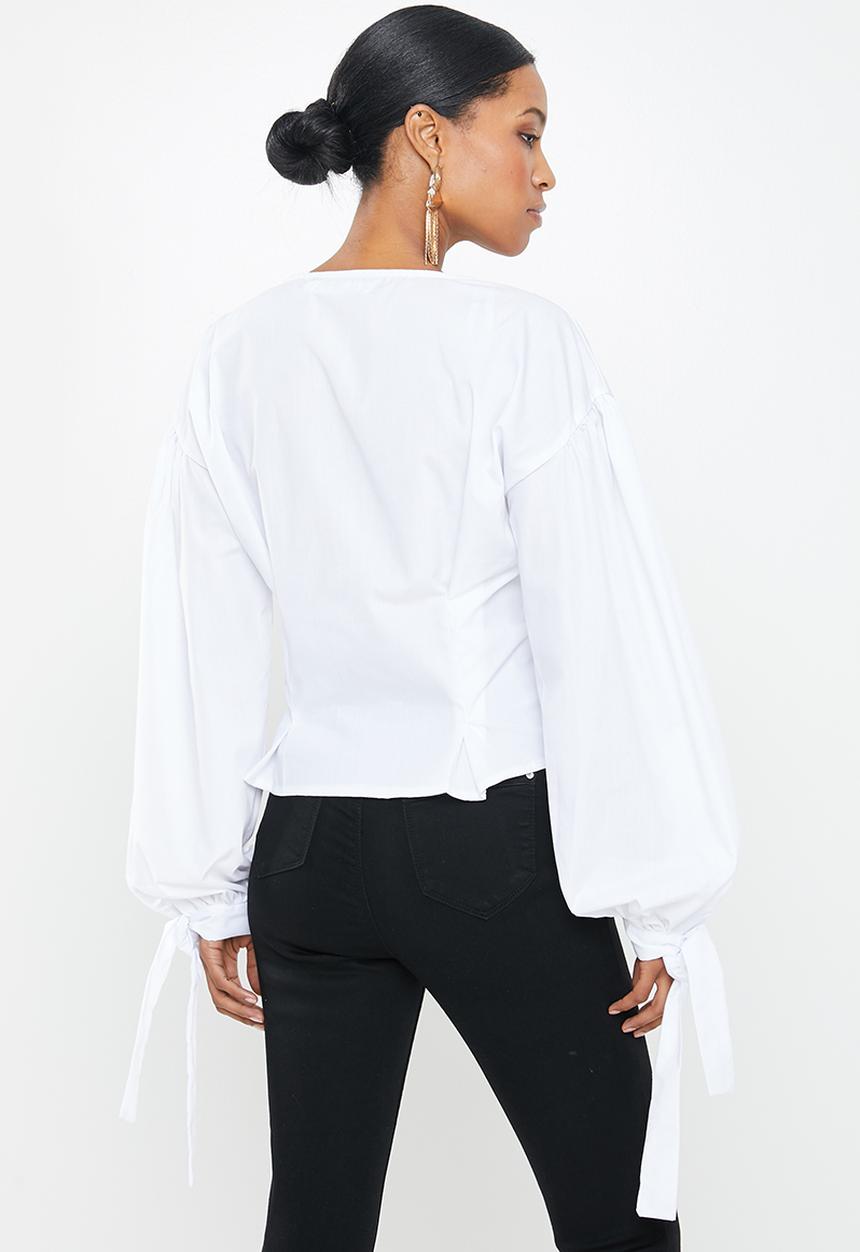 Missguided - Petite cinched waist top - white