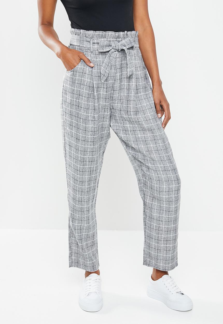Missguided - Petite paperbag waist trousers - grey