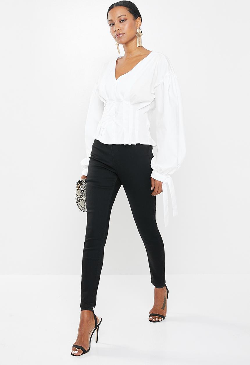 Missguided - Vice skinny high waisted jeans - black