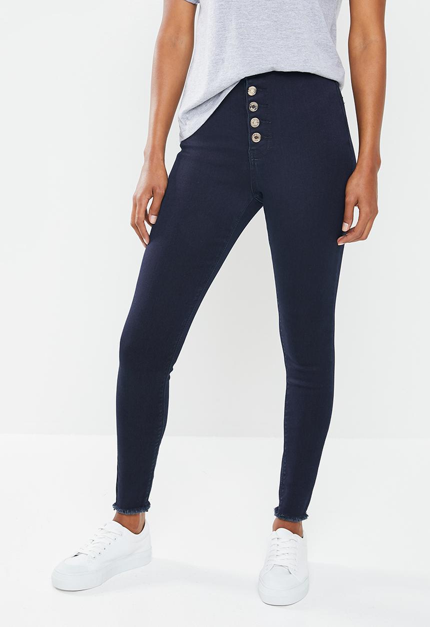 Missguided - Petite vice button up skinny jean - blue