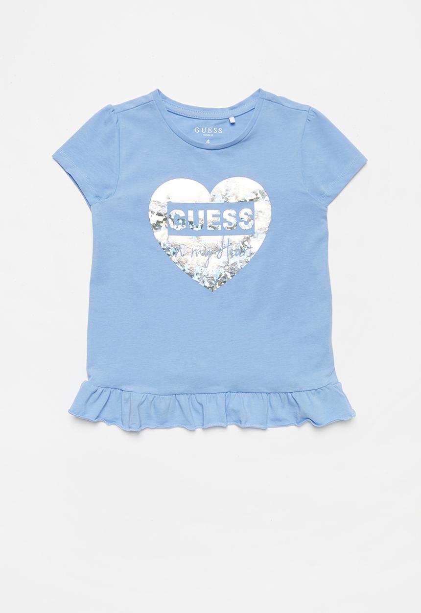 GUESS - Girls peyton hem frill tee - blue