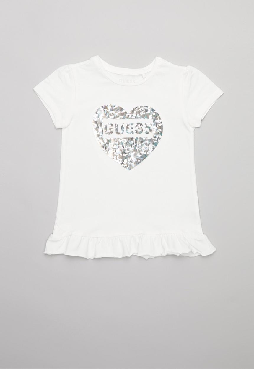 GUESS - Girls peyton hem frill tee - white