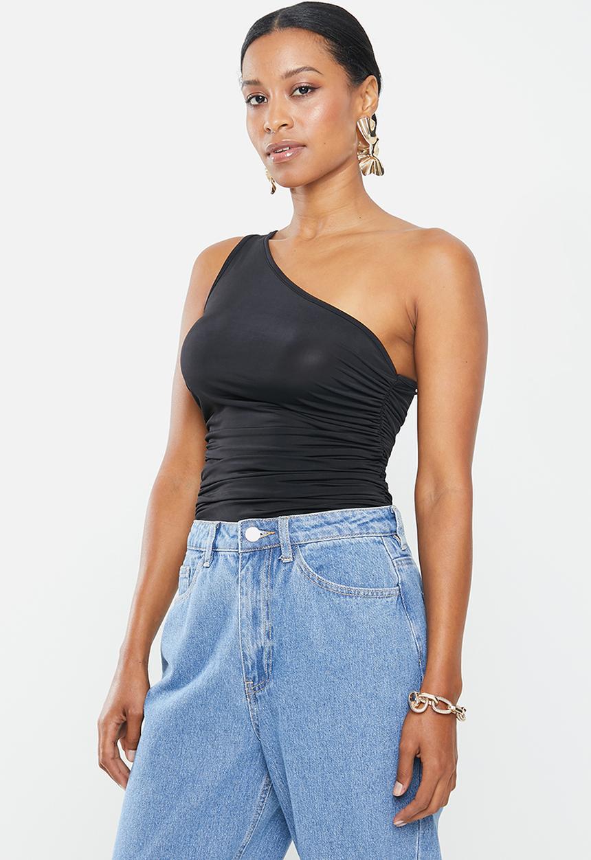 Missguided - Petite seam free ruched bust top - black