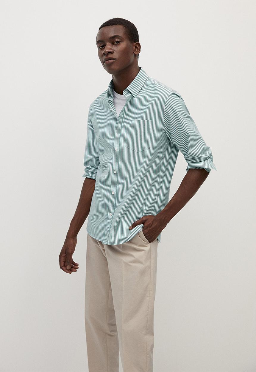 MANGO - Kodak shirt - green & white 