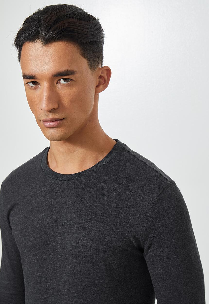 Superbalist - Brando long sleeve crew neck tee - charcoal 