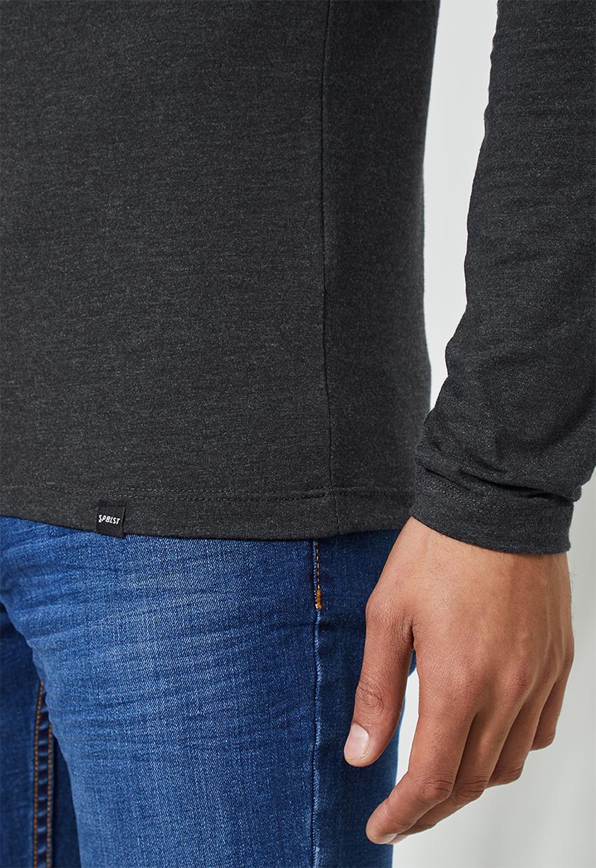 Superbalist - Brando long sleeve crew neck tee - charcoal 