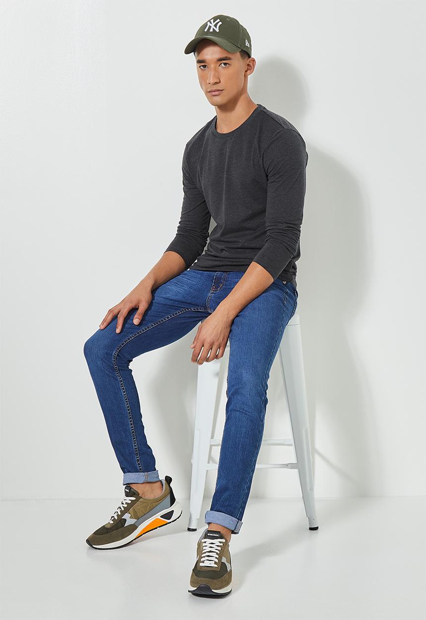 Superbalist - Brando long sleeve crew neck tee - charcoal 