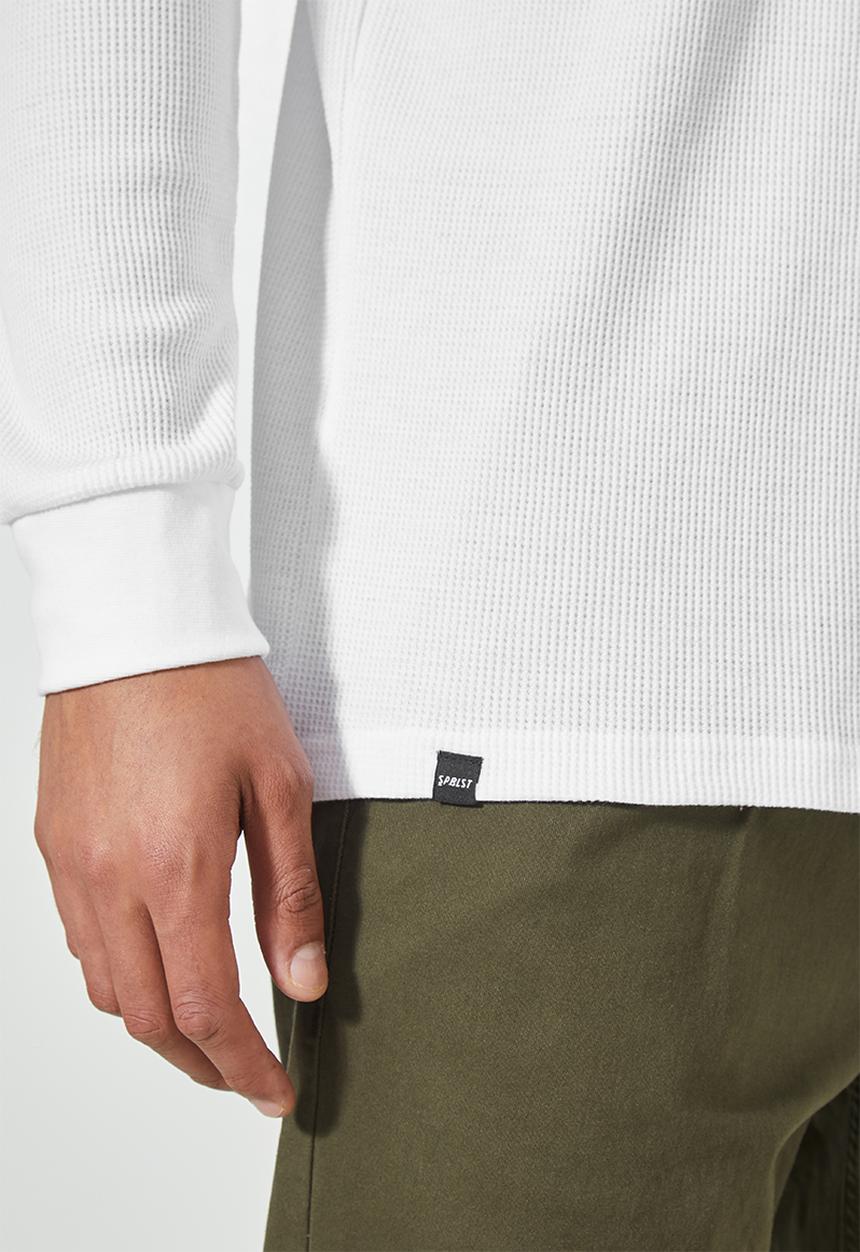 Superbalist - Texas long sleeve textured henley tee - white