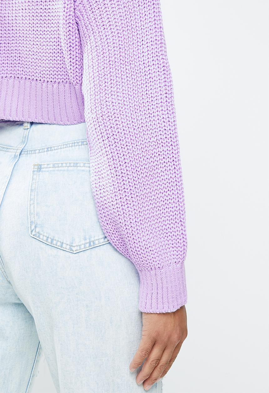Missguided - Cropped cable knit jumper - lilac