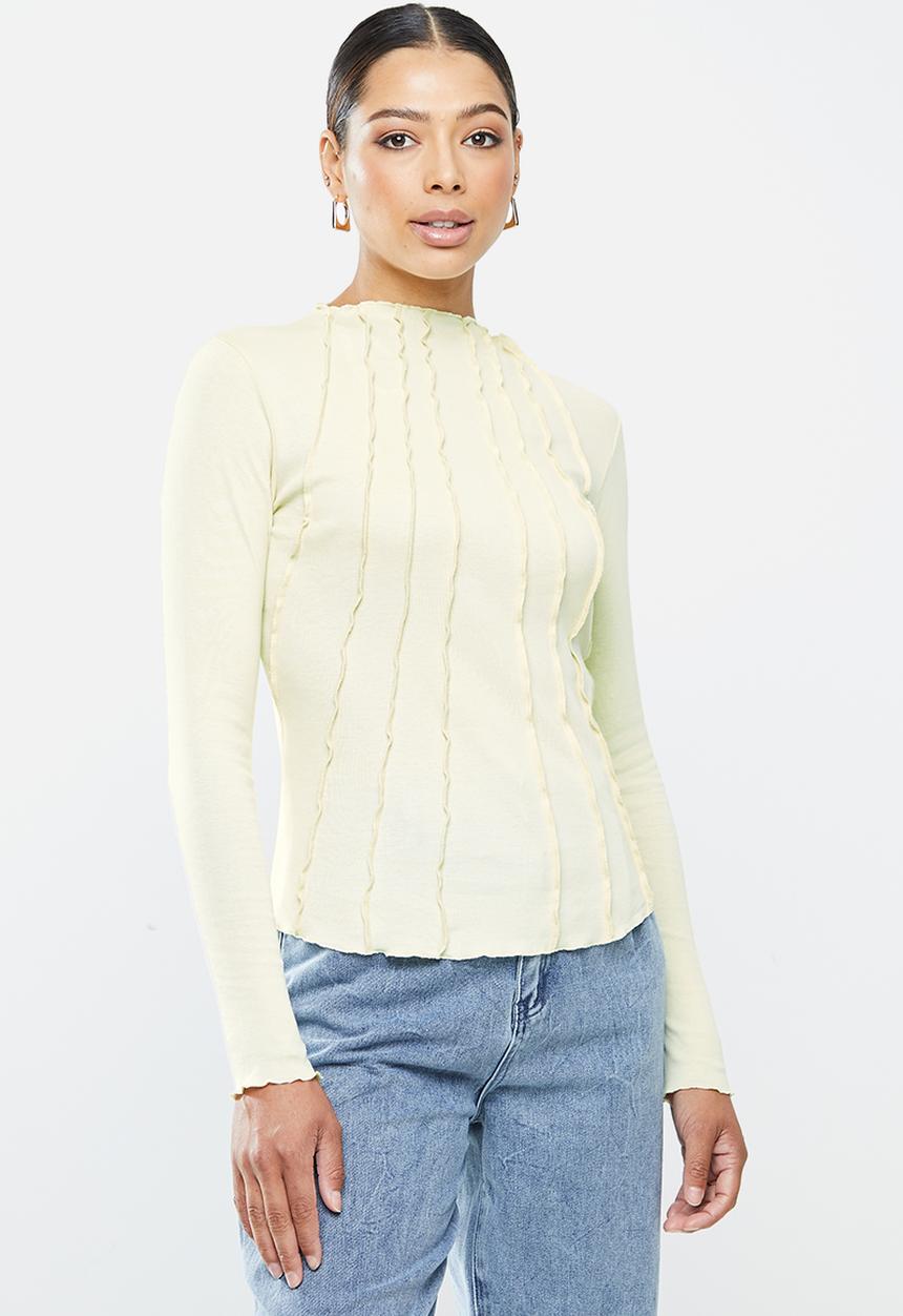 Missguided - Corset cut asymmetric long sleeve top - aqua