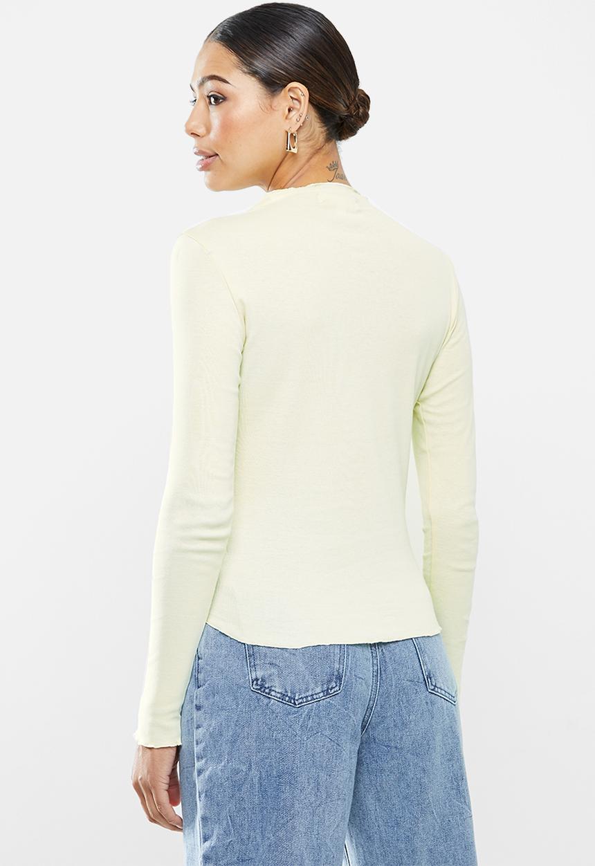 Missguided - Corset cut asymmetric long sleeve top - aqua
