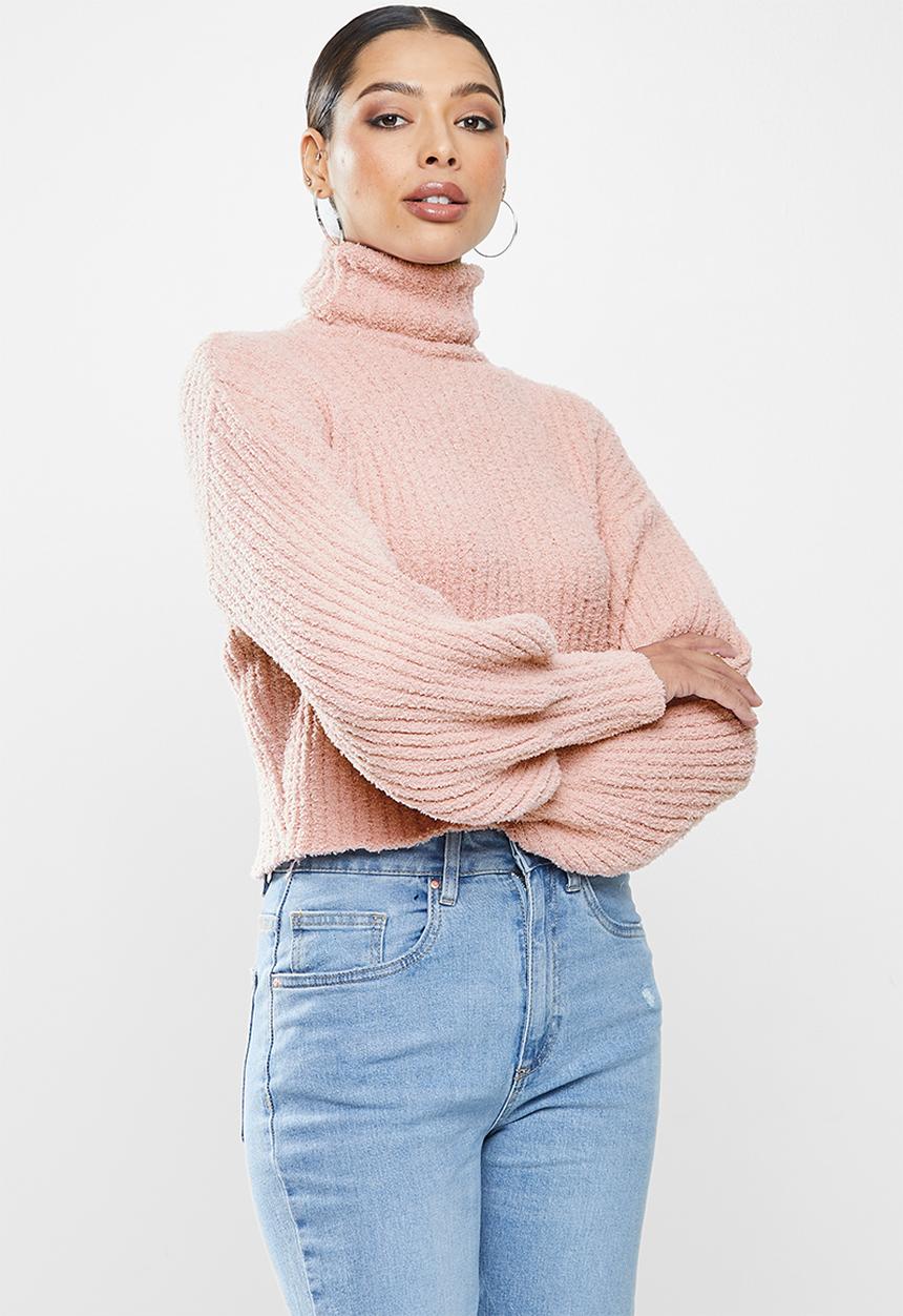 Missguided - Fluffy ribbed jumper co ord - blush