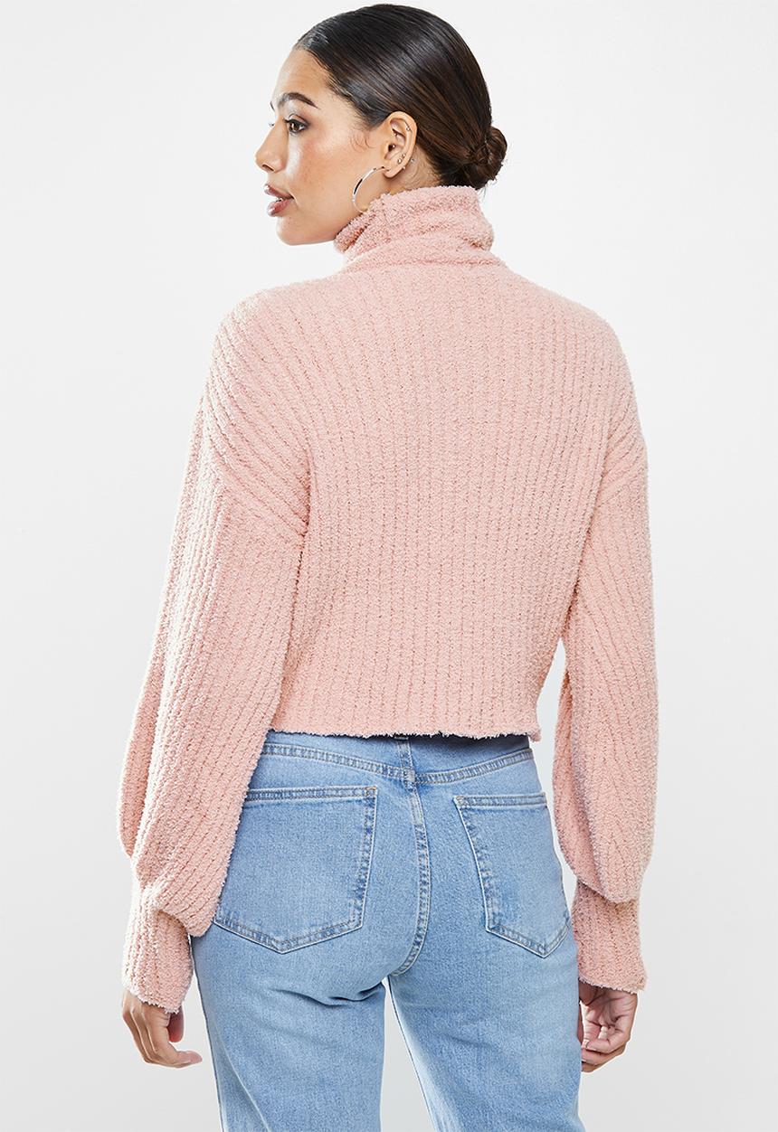 Missguided - Fluffy ribbed jumper co ord - blush