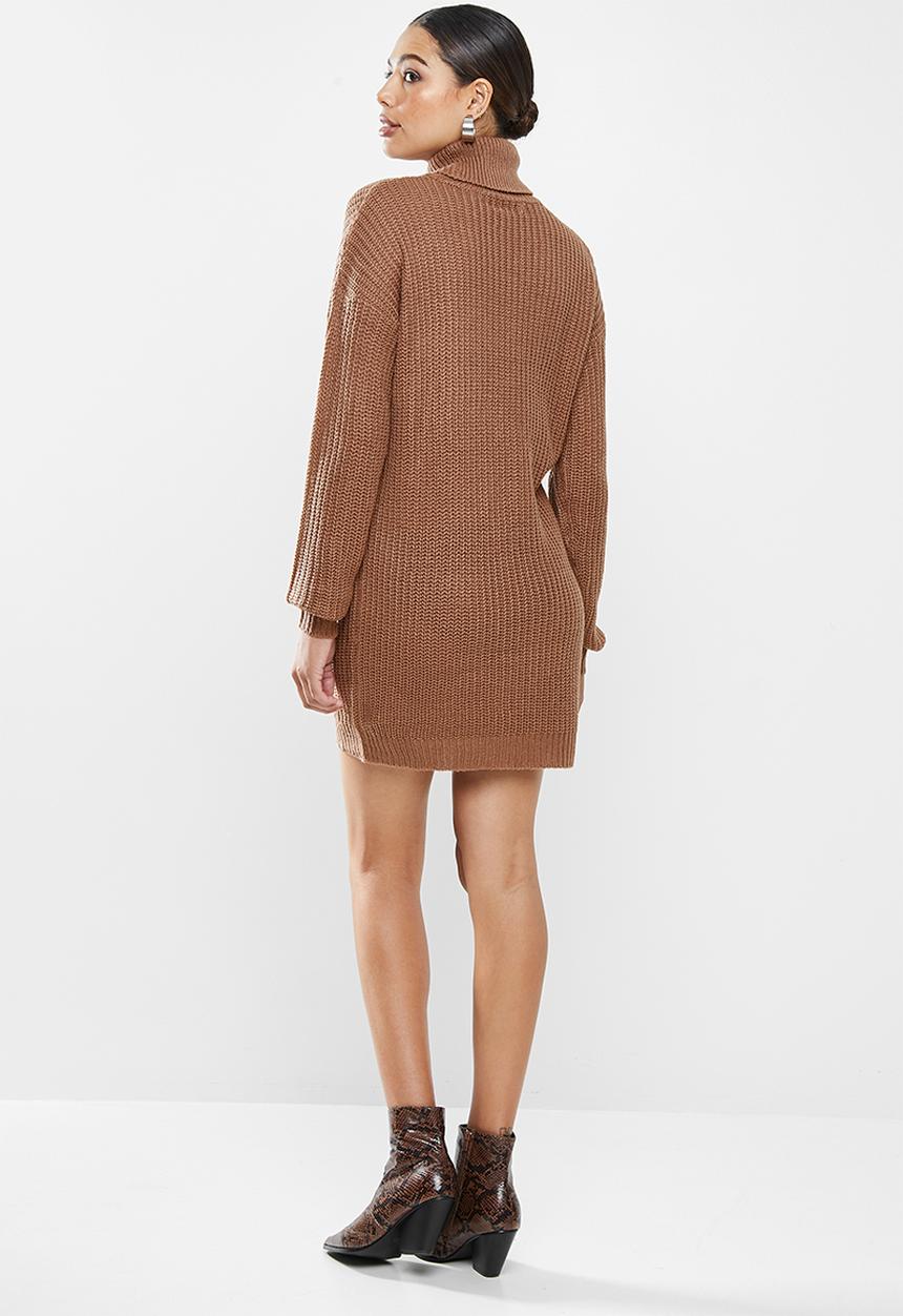 Missguided - Roll neck basic dress - mocha