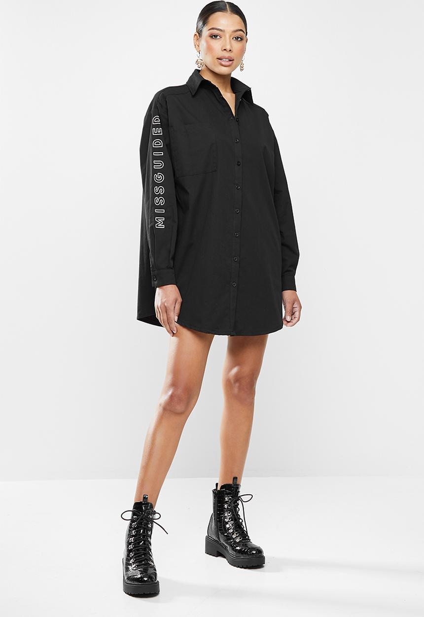 Missguided - Oversized shirt dress missguided - black