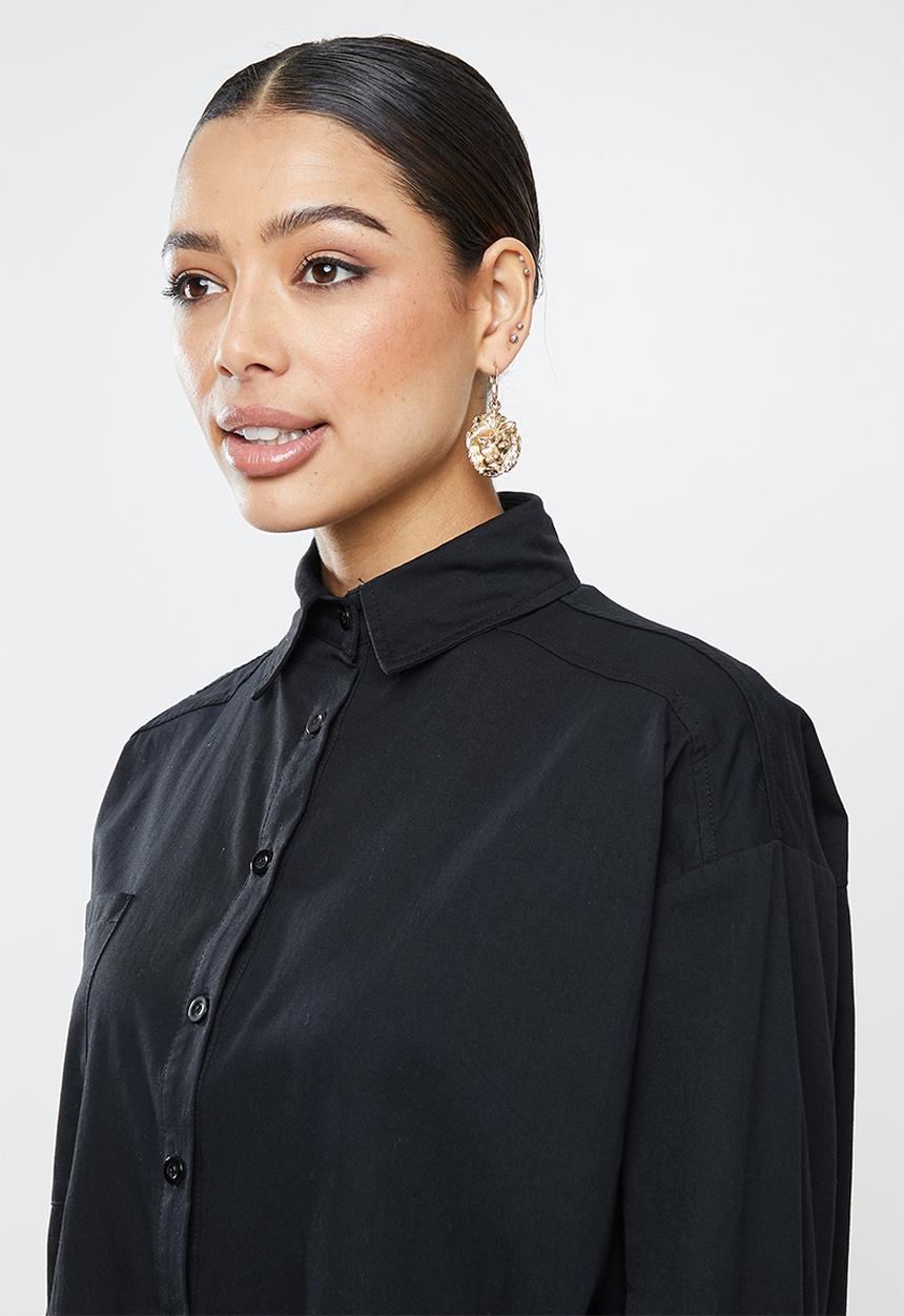 Missguided - Oversized shirt dress missguided - black