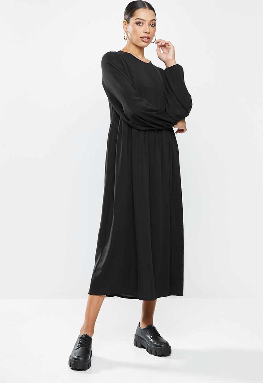 Missguided - Oversized midi smock dress long sleeve - black