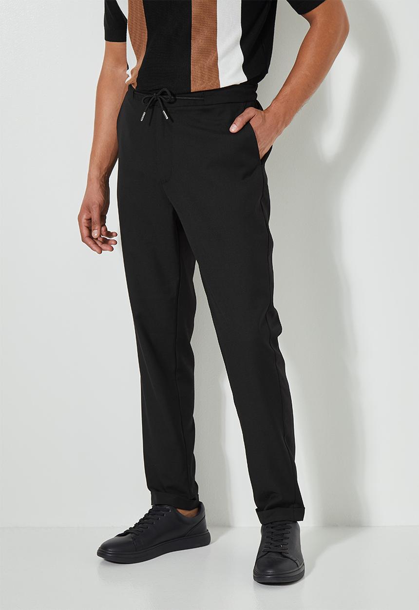 Superbalist - Deco elastic waistband tapered trousers - black