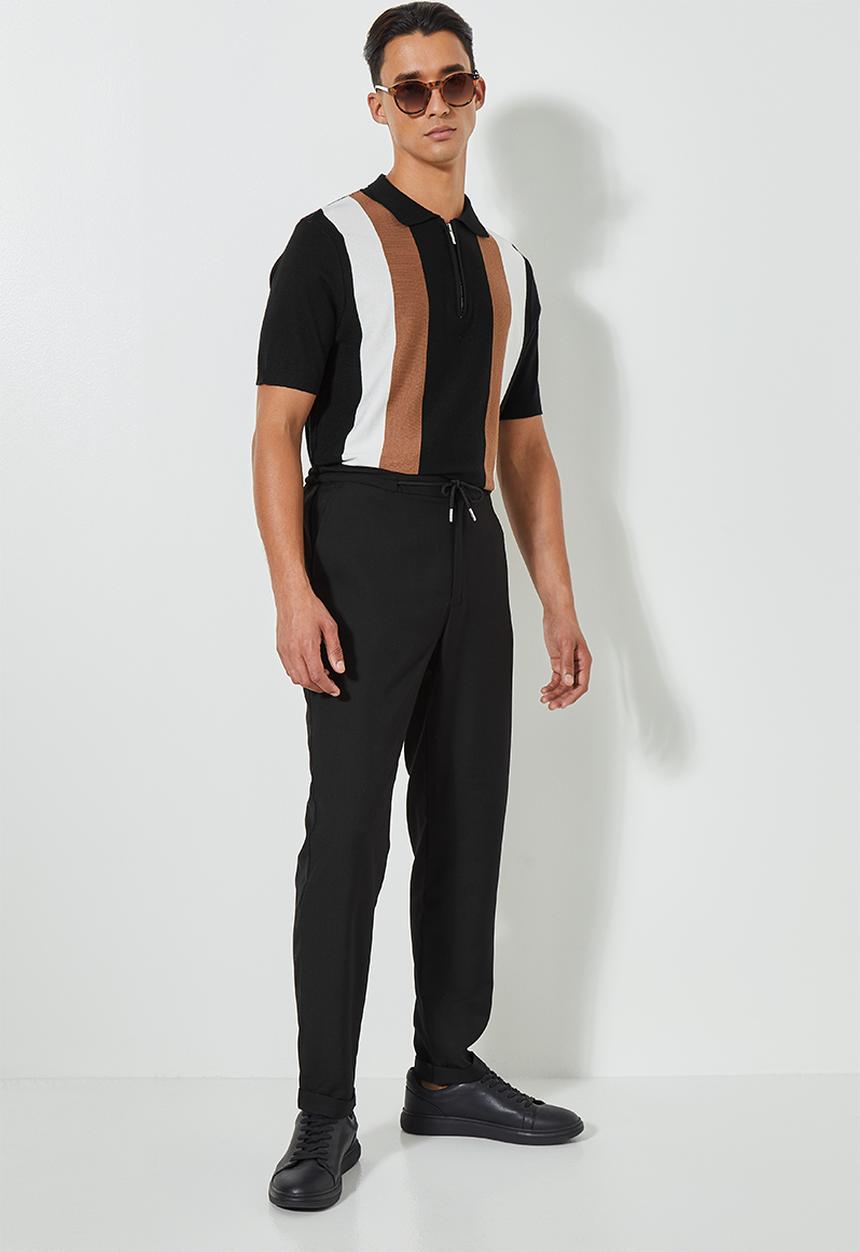 Superbalist - Deco elastic waistband tapered trousers - black