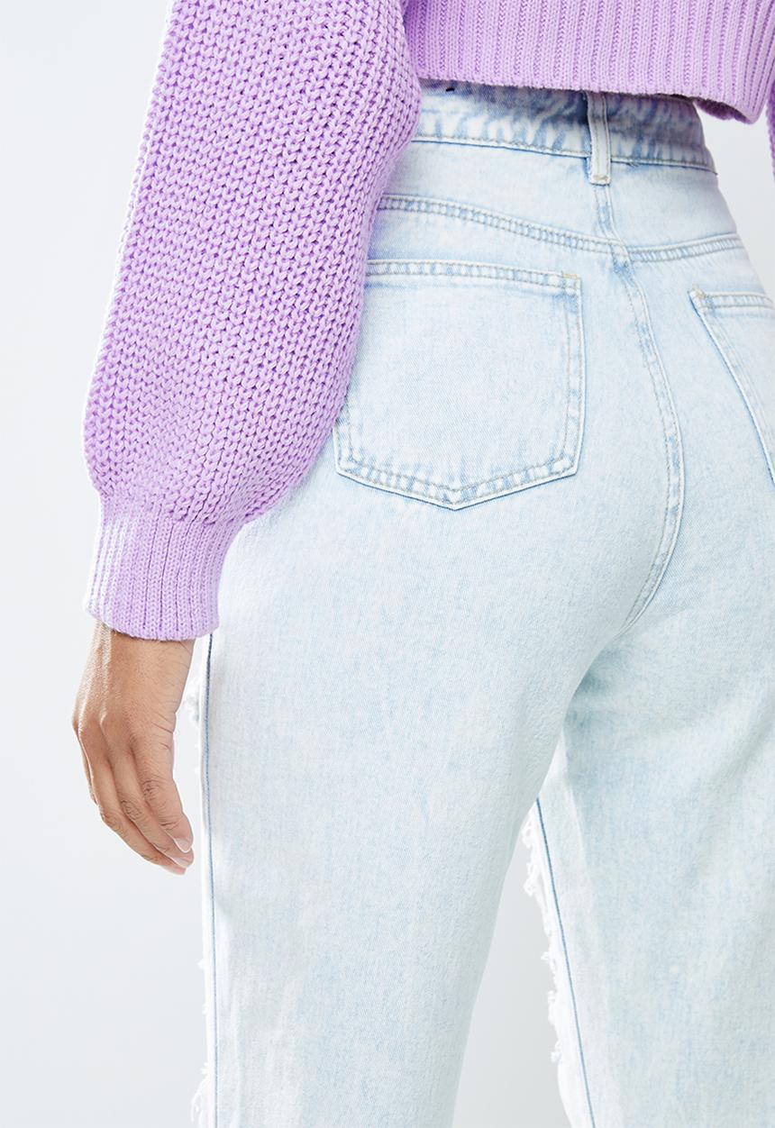 Missguided - Riot light vintage distress mom jeans - light blue